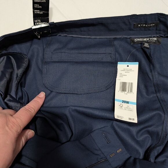 Jones New York Womens Navy Stretch Runway Slim Pants 20W Polyester Blend Career - Picture 9 of 16